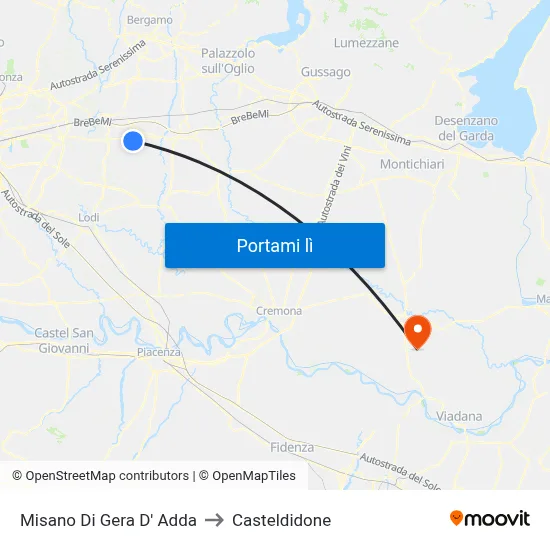 Misano Di Gera D' Adda to Casteldidone map
