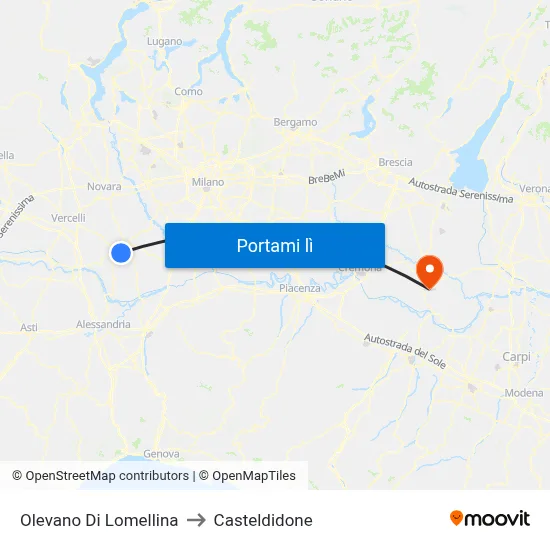 Olevano Di Lomellina to Casteldidone map