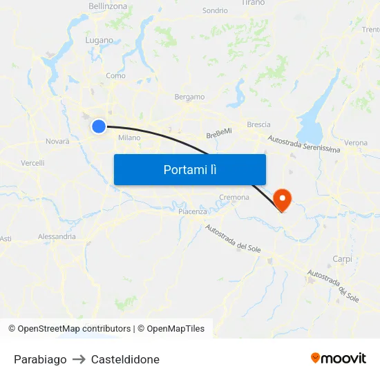 Parabiago to Casteldidone map
