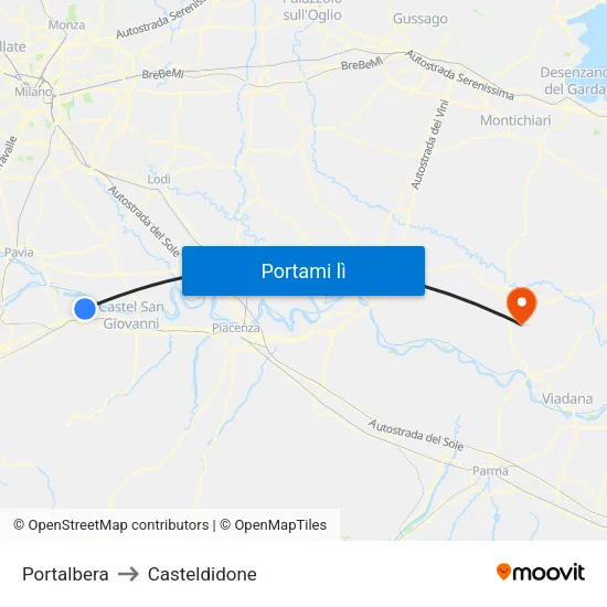 Portalbera to Casteldidone map