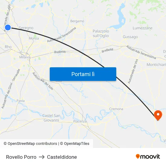 Rovello Porro to Casteldidone map