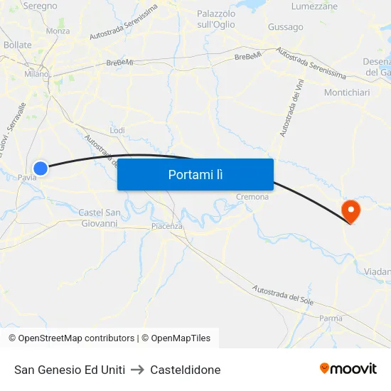 San Genesio Ed Uniti to Casteldidone map