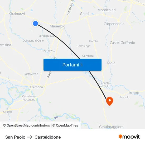 San Paolo to Casteldidone map