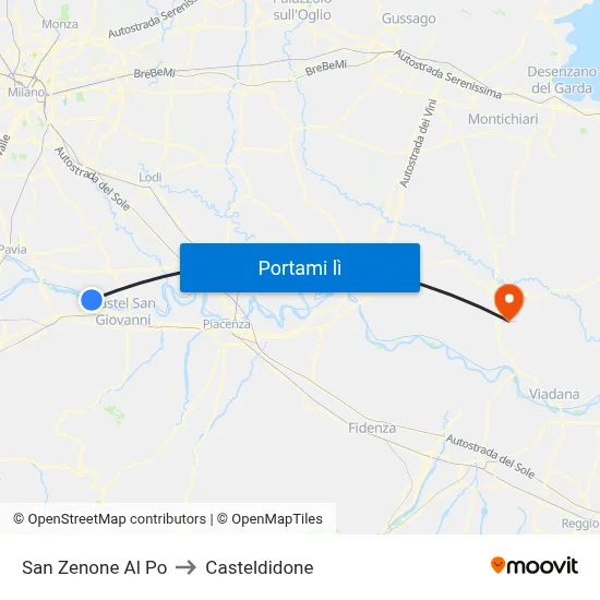 San Zenone Al Po to Casteldidone map