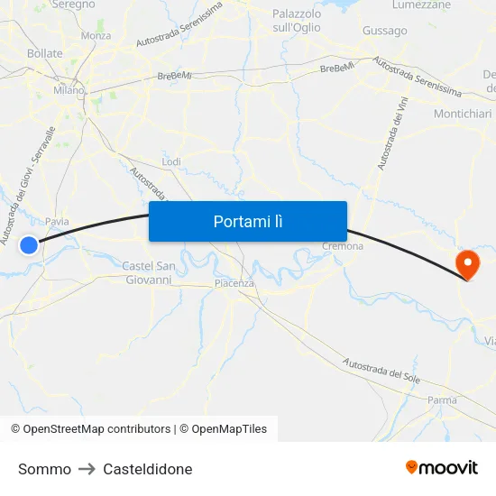Sommo to Casteldidone map