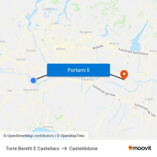 Torre Beretti E Castellaro to Casteldidone map