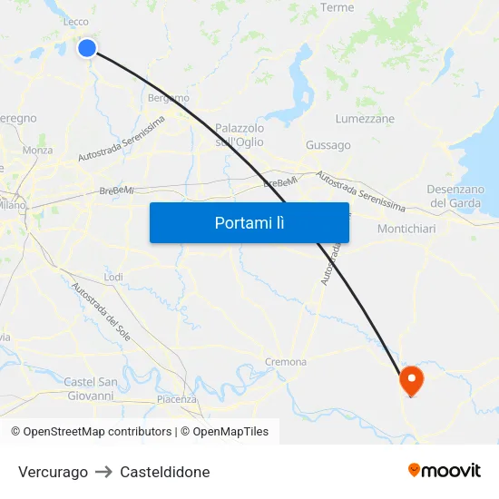 Vercurago to Casteldidone map