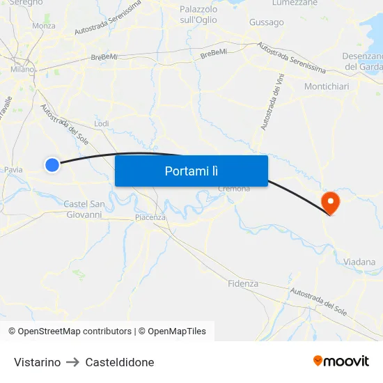 Vistarino to Casteldidone map