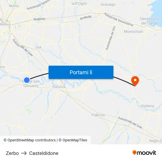 Zerbo to Casteldidone map