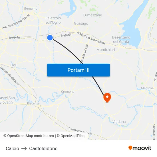 Calcio to Casteldidone map