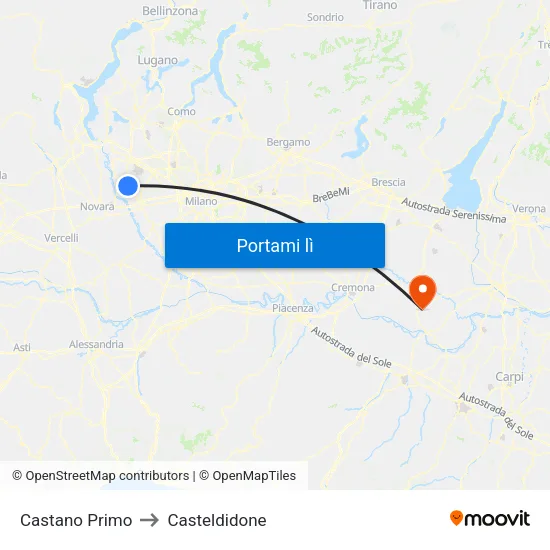 Castano Primo to Casteldidone map