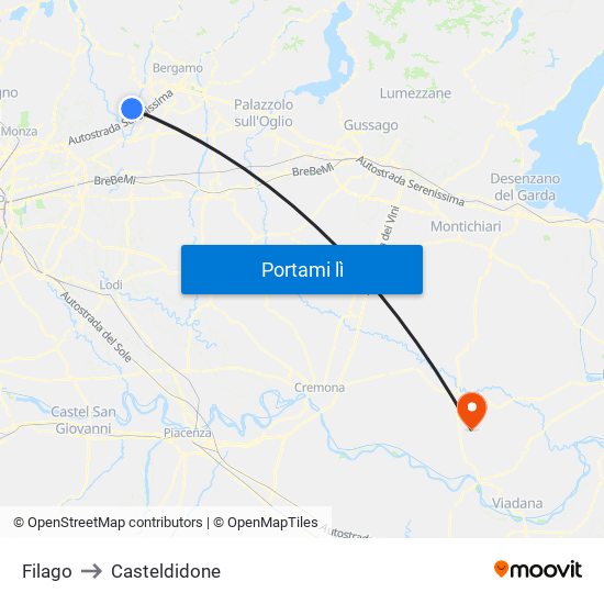 Filago to Casteldidone map