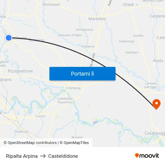Ripalta Arpina to Casteldidone map