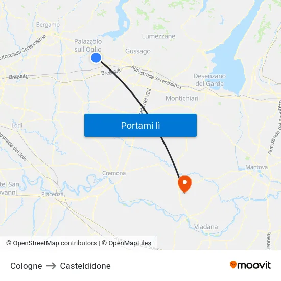 Cologne to Casteldidone map