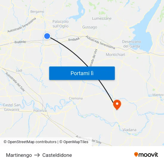 Martinengo to Casteldidone map