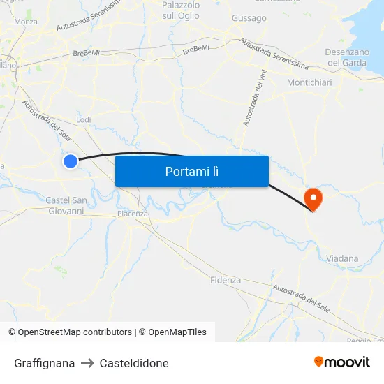 Graffignana to Casteldidone map