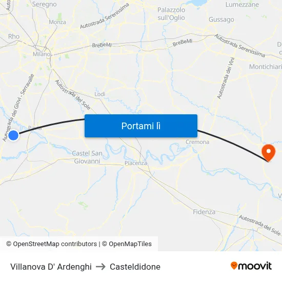 Villanova D' Ardenghi to Casteldidone map