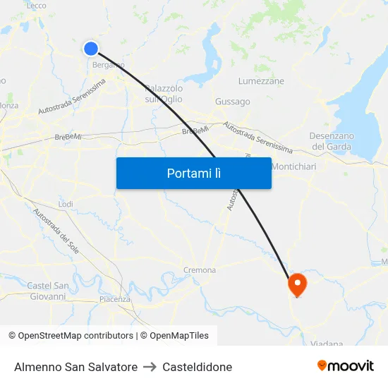 Almenno San Salvatore to Casteldidone map