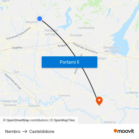 Nembro to Casteldidone map