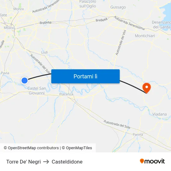 Torre De' Negri to Casteldidone map