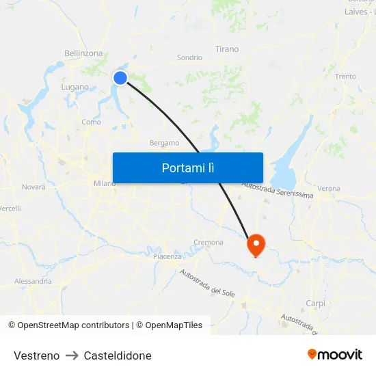 Vestreno to Casteldidone map