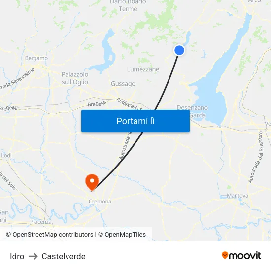 Idro to Castelverde map