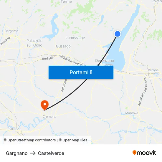 Gargnano to Castelverde map