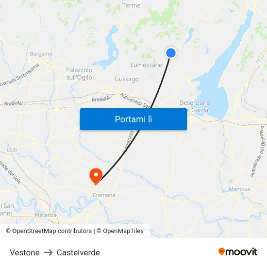 Vestone to Castelverde map