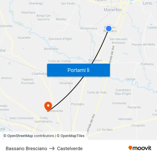 Bassano Bresciano to Castelverde map