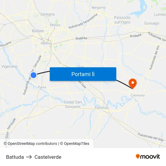 Battuda to Castelverde map