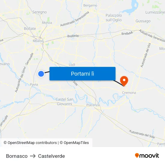 Bornasco to Castelverde map