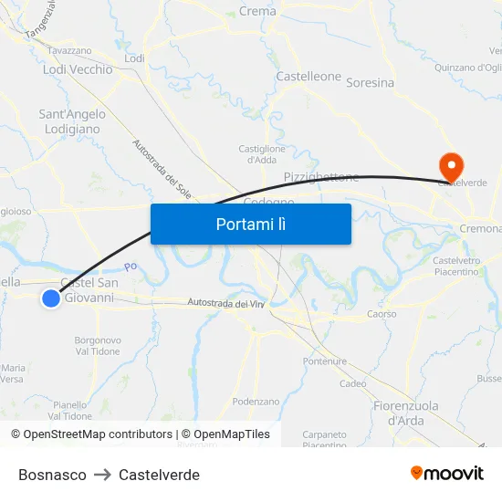Bosnasco to Castelverde map