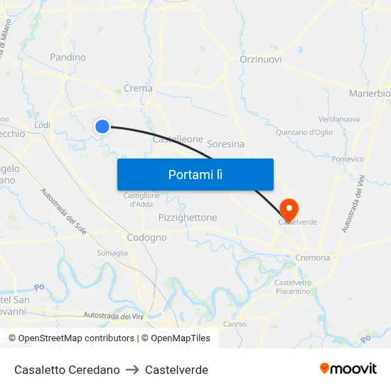 Casaletto Ceredano to Castelverde map