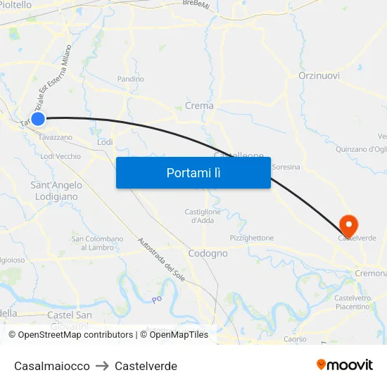 Casalmaiocco to Castelverde map