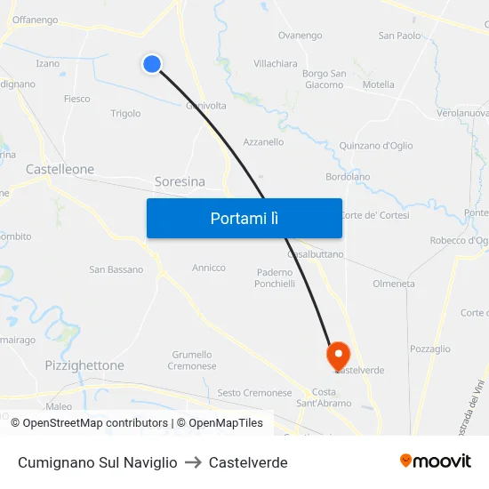 Cumignano Sul Naviglio to Castelverde map