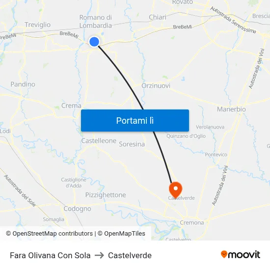 Fara Olivana Con Sola to Castelverde map