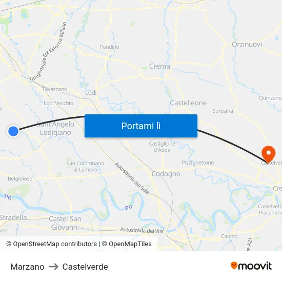 Marzano to Castelverde map