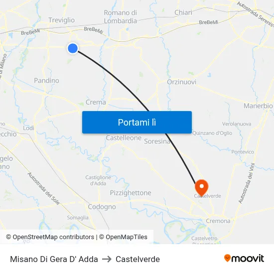 Misano Di Gera D' Adda to Castelverde map