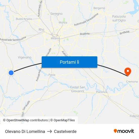 Olevano Di Lomellina to Castelverde map