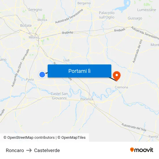 Roncaro to Castelverde map