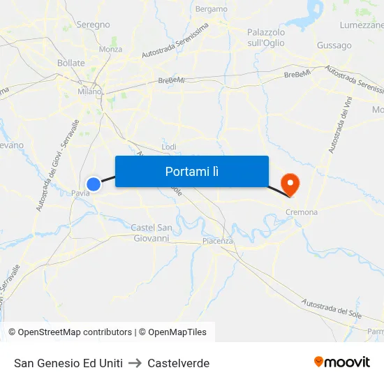 San Genesio Ed Uniti to Castelverde map