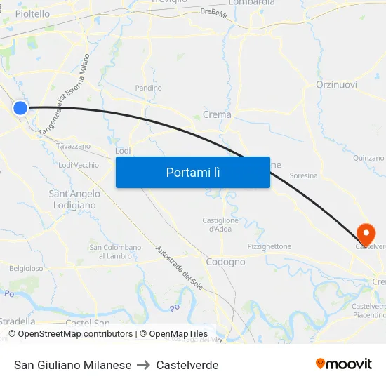 San Giuliano Milanese to Castelverde map