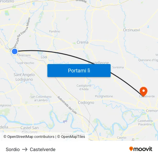 Sordio to Castelverde map