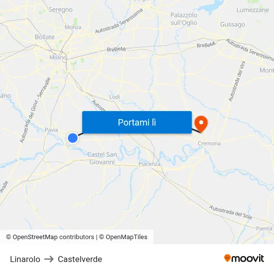 Linarolo to Castelverde map