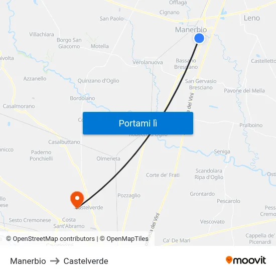 Manerbio to Castelverde map