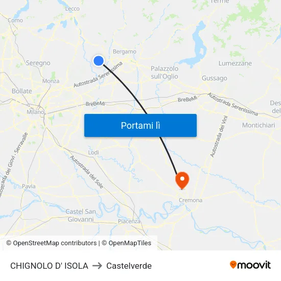 CHIGNOLO D' ISOLA to Castelverde map