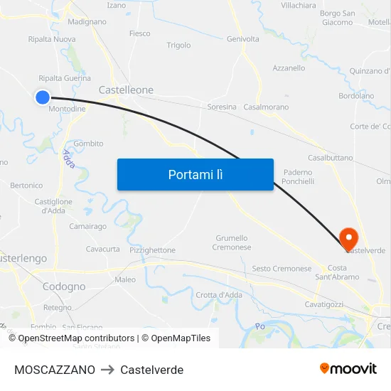 MOSCAZZANO to Castelverde map