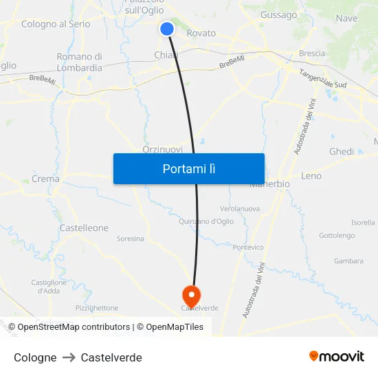 Cologne to Castelverde map