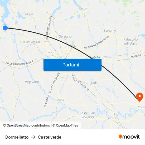 Dormelletto to Castelverde map