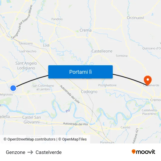 Genzone to Castelverde map